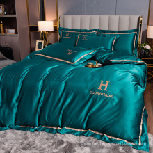 Luxury european shiny bed sheet bedding set